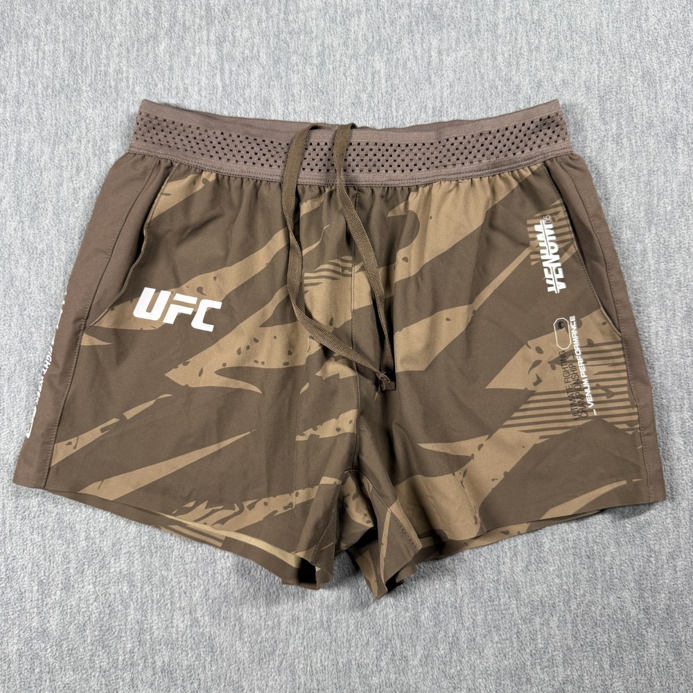 Venum UFC Shorts Womens Medium Brown Camo Performance Fight Week MMA Combat Gym